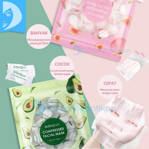 [ Isi 100 pcs ] [ Ready Banyak Merk Dan Varian ] Bioaqua Sheetmask Compressed DIY Original Charcoal 