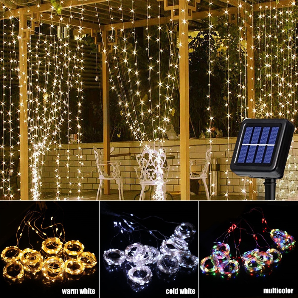 Lampu Tumbler Hias String Lights Anti Air 100 LED Dengan Tenaga Surya - Warm White