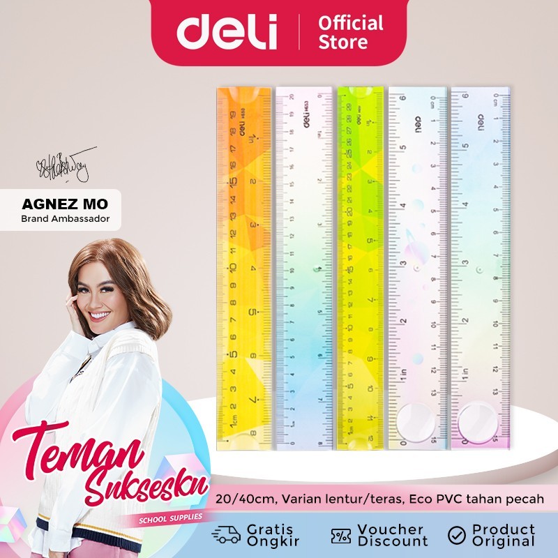 

Deli EH650 Penggaris 20 cm Anti patah Bahan Eco-PVC Lentur Twistable