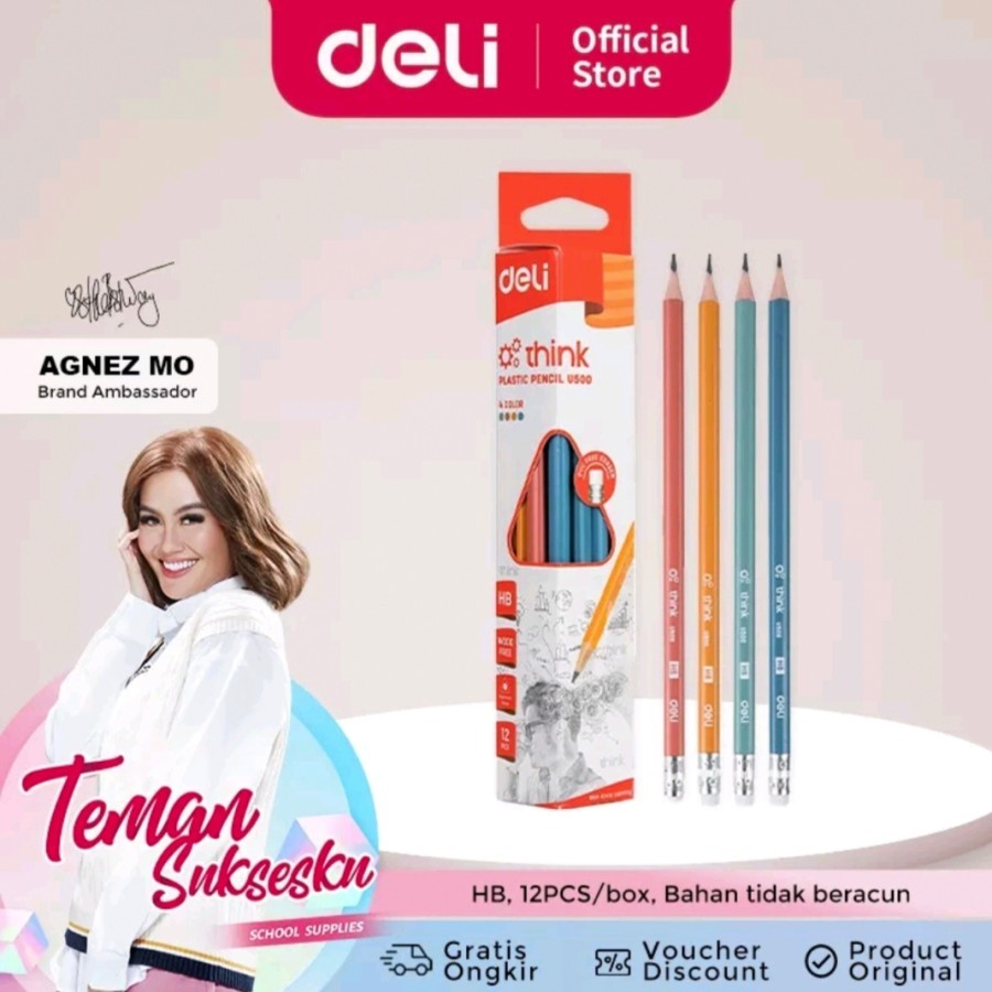 

Deli EU50000 Pensil Plastik HB 12PCS Segitiga
