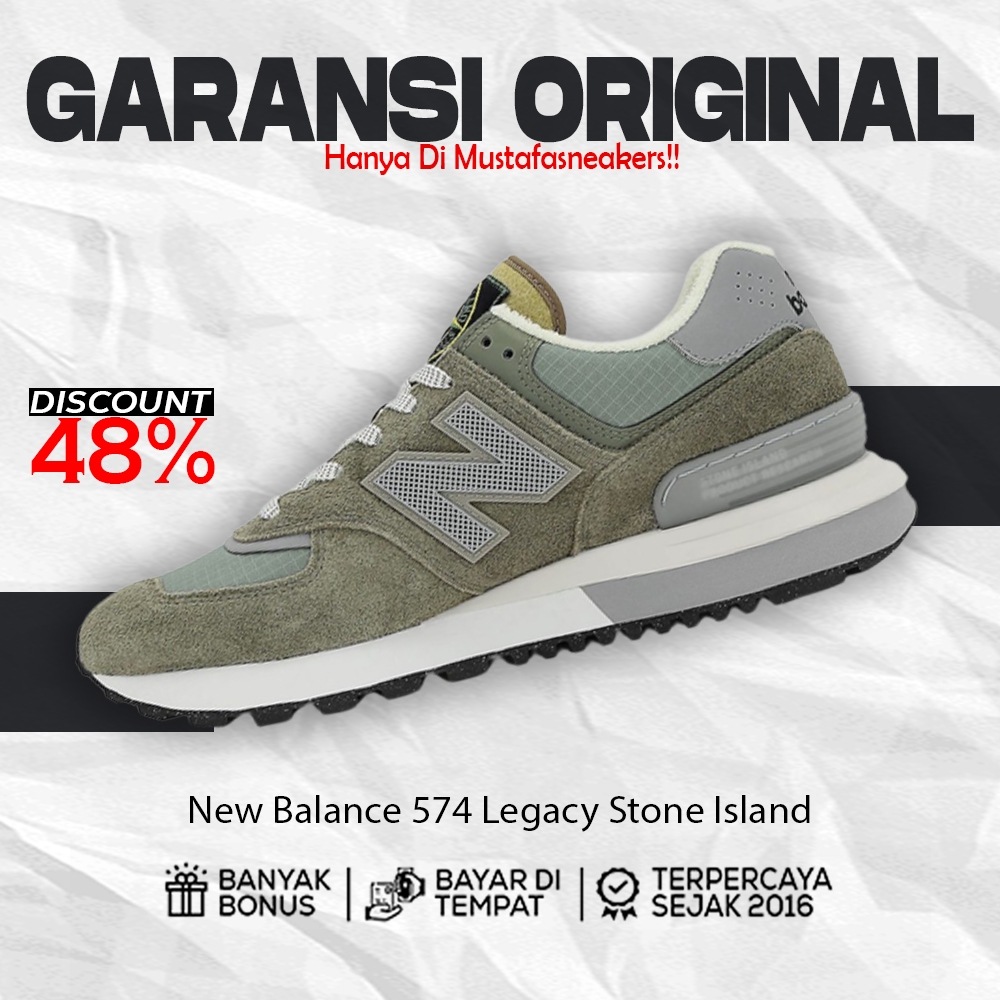Sepatu Sneakers NB Stone Island X New Balance 574 Steel Blue Original 100% BNIB