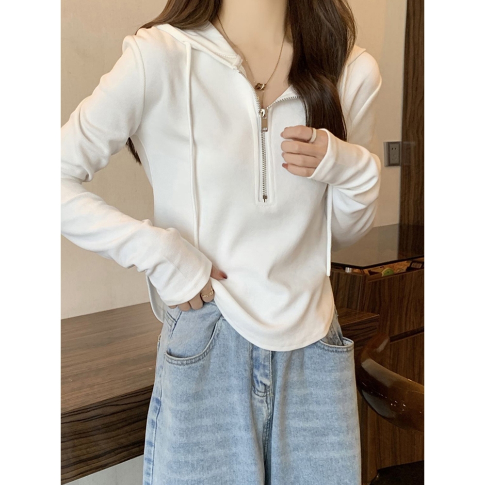 Hoodie wanita tipis half zipper Korea style Hoodie Sweatshirt HW-01