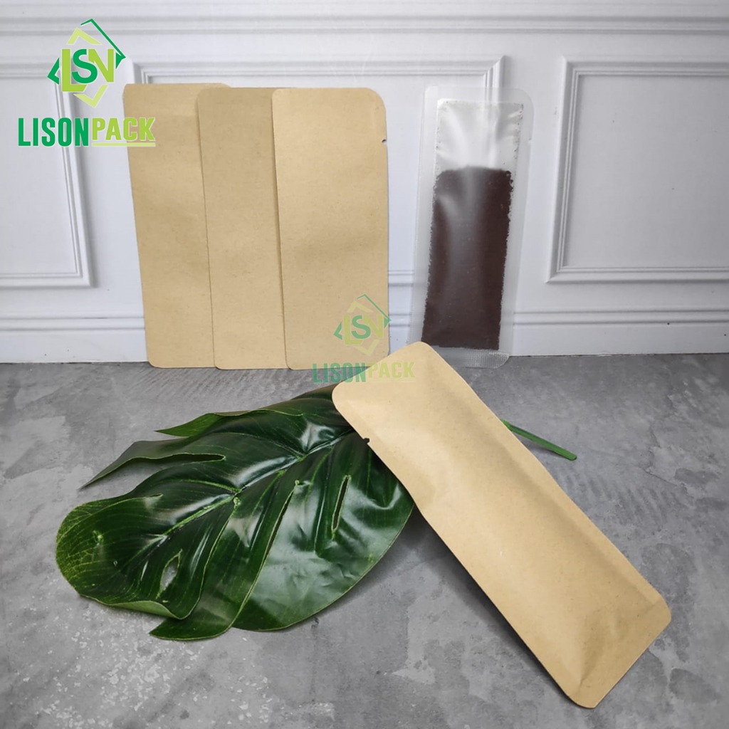 Kemasan Sachet Stick Coklat Craft 5 cm x 12,5 cm | Sachet Kecil | Kemasan Sachet Kopi Tubruk