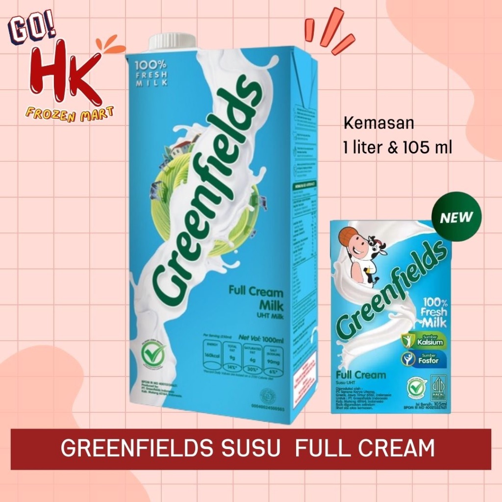 

GreenFields Susu UHT FullCream 105ml & 1 Liter | fresh milk HK Frozen Mart