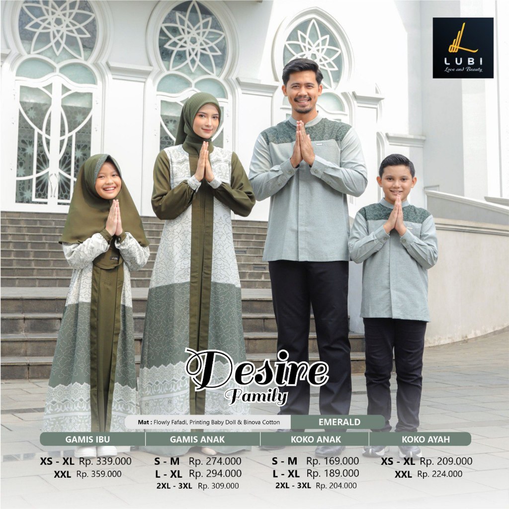 Sarimbit Keluarga 2024 Lebaran Sarimbit Desire Family Emerald Baju Couple Keluarga Gamis Couple Kelu