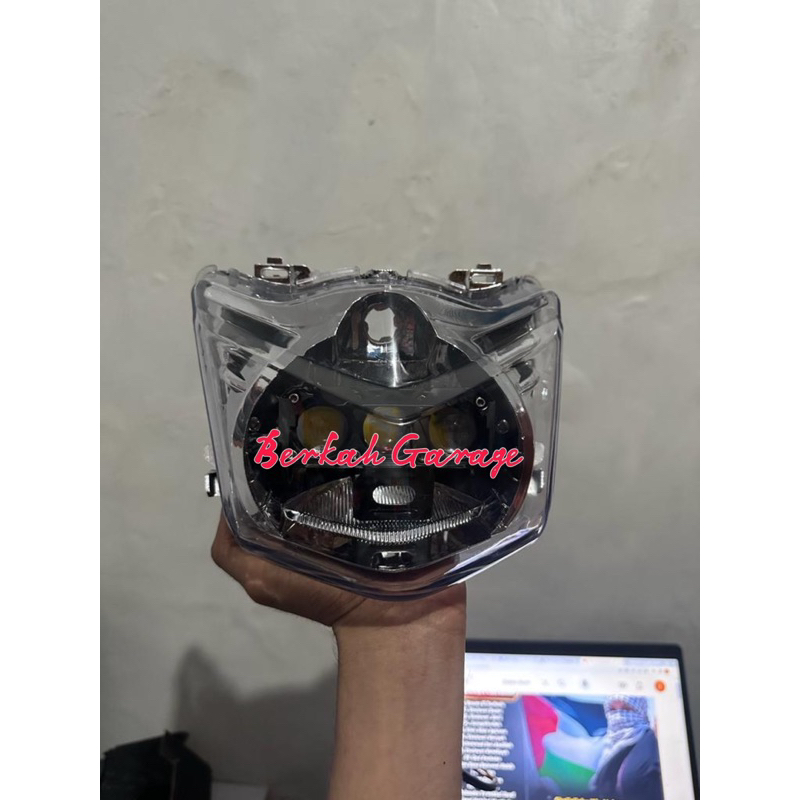 Reflektor Lampu Depan Predator 3 Mata 2 Warna Beat Fi 2013-2015 Kualitas Terbaik