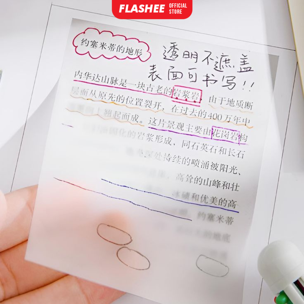 

Flashee Sticky Notes Transparan 50 Lembar Sticky Memo Bening Sticky Notes Buku Tulis Anti Air