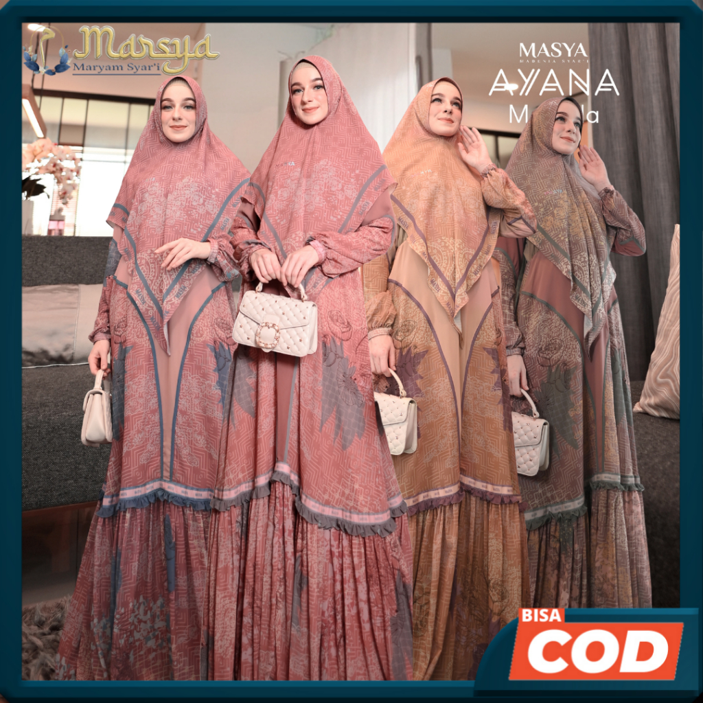 Set Gamis Dress Busui Friendly Ceruty Babydoll Printing Premium Syari Pink - Coklat Tua - Coksu - Me