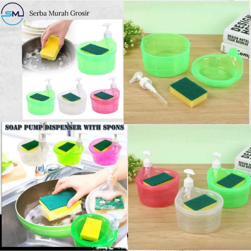 Alat Cuci piring/Spon Cuci piring/Tempat Sabun cuci piring/Pompa Sabun dan Spon Pencet