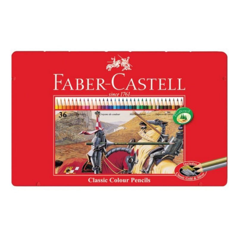 

Faber-Castell Pensil warna 36 classic tin case / pensil warna faber castell 36 classic kemasan kaleng promo / Pensil warna Faber Castell tin case 36 warna