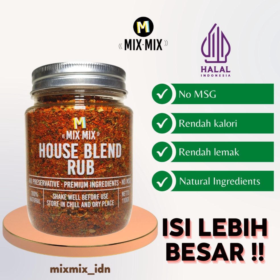 

Belanja kuat Mixmix Bumbu Marinasi Serba Guna Rendah Lemak House Blend Rub Spices Cajun Seasoning BBQ Grill 110 GRAM