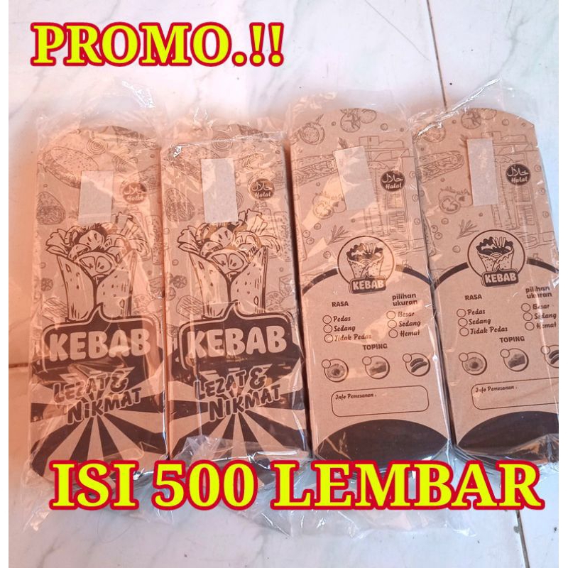 

500 Lembar kertas kebab / Bungkus kebab / dus kebab