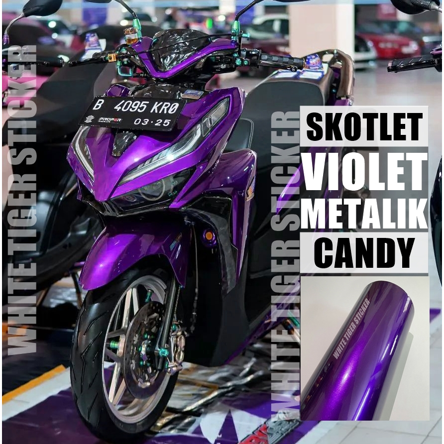 SKOTLET STIKER MOTOR VIOLET METTALIK CANDY SCOTLITE MOTOR UNGU CANDY SKOTLET MOTOR VIOLET CANDY SCOT