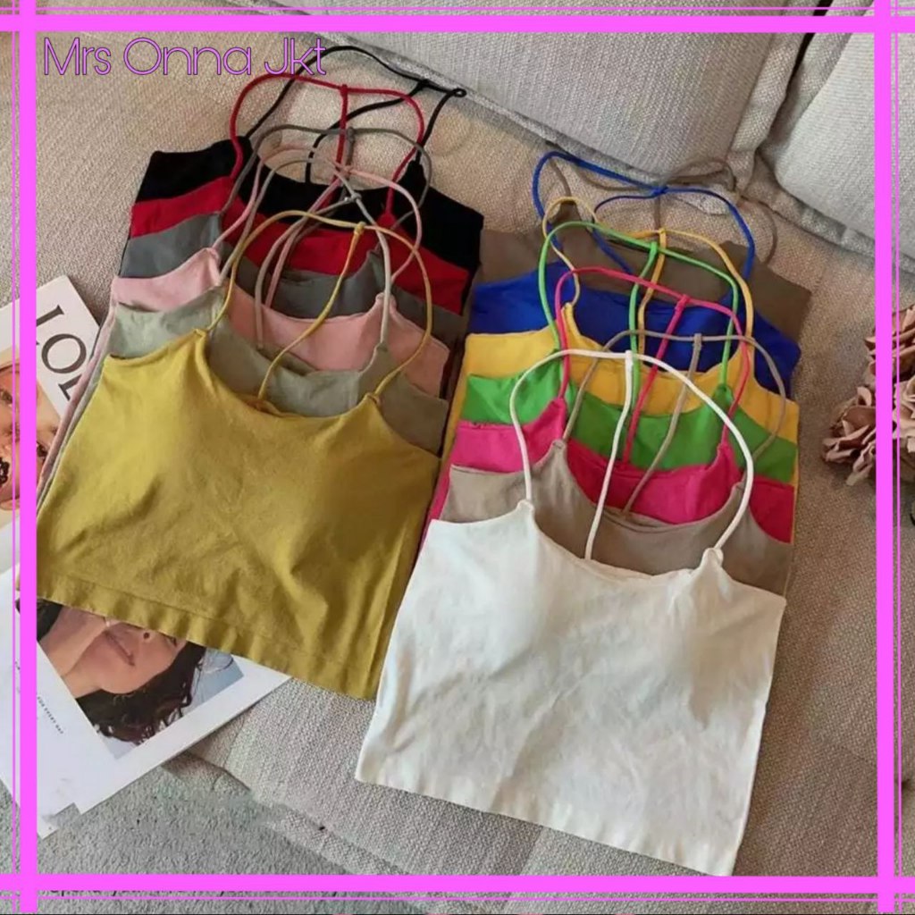 ONNA JKT - Tanktop Polos Halus Tanpa Kawat With Cup Tali Leher Bh Singlet Wanita Atasan Sexy - BRA04