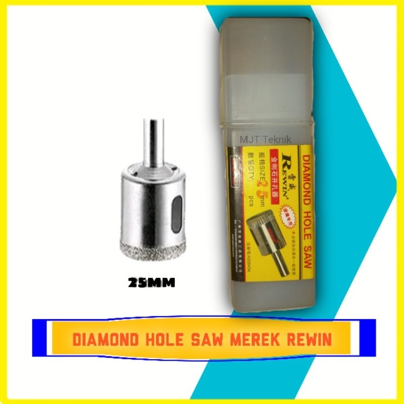 Mata Bor Kaca Keramik Granit Marmer Diamond Hole Saw Merek Rewin 25mm Asli Original