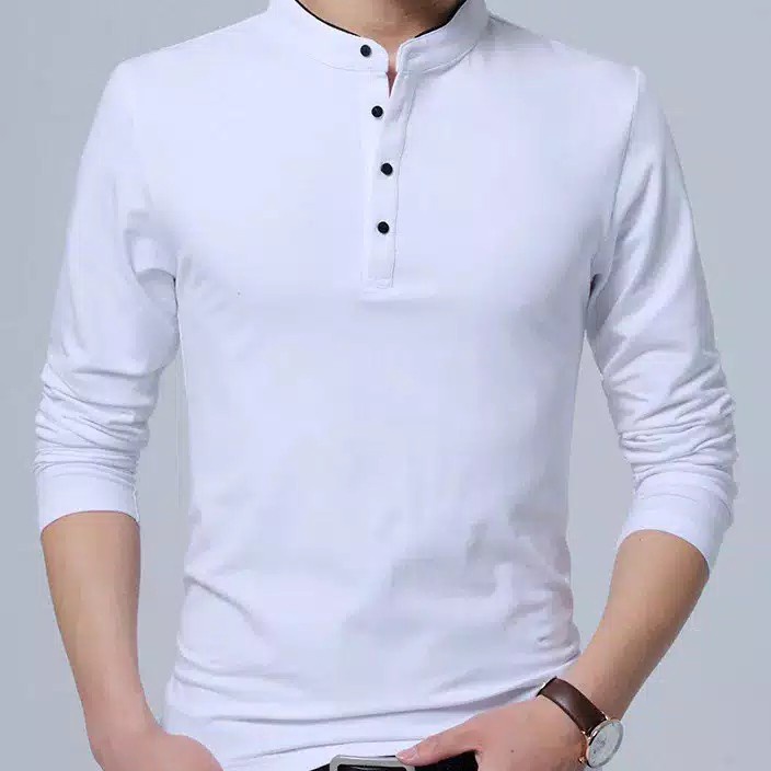 RJYZ5000 (COD )NEW_PRODUCT COD/5WARNA SIZE M-L-XL-XXL-3XL/JUMBO KAOS PRIA LENGAN PANJANG KRAH KOKO R