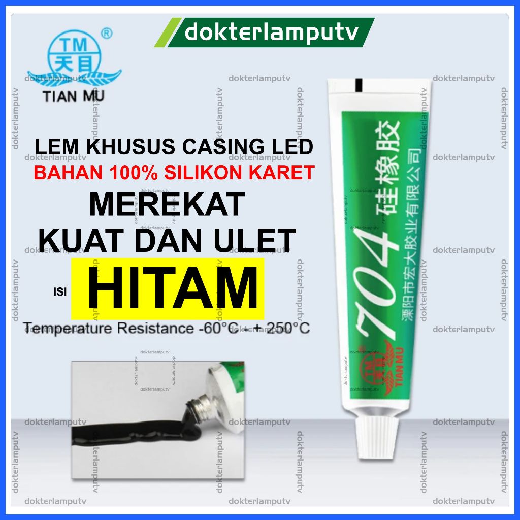 TIANMU 704 ISI HITAM 100% SILIKON MURNI tian mu