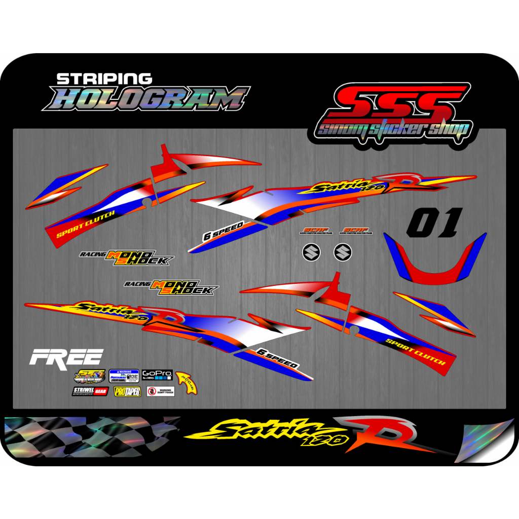 Stiker Striping Standar Hologram Satria R 1999/Satria Lumba Tahun 1999