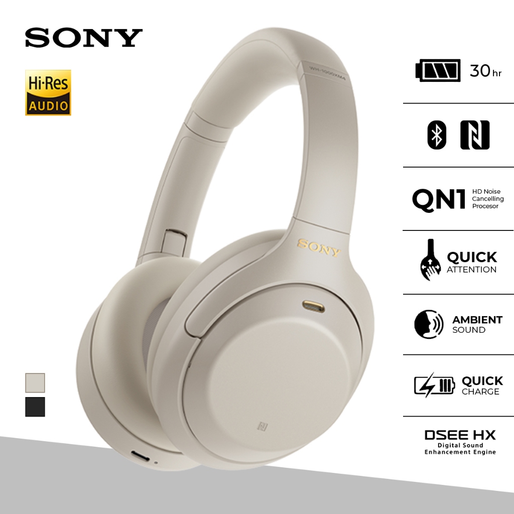 Sony WH-1000XM4 Wireless Headphone Premium Noise Cancelling Battery up to 30h With Microphone - Silver