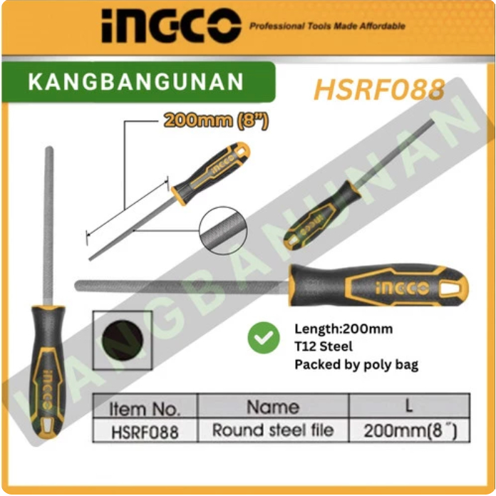 KIKIR HD BULAT 8" / ROUND STEEL / KIKIR BESI BULAT INGCO HSRF088