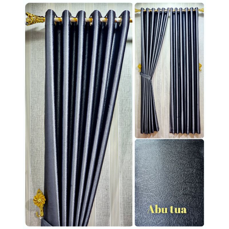 MALL Gorden Jendela 100% Blackout Super Tebal Kain Polos Embos Glossy Import Dan Halus Model Ring 12