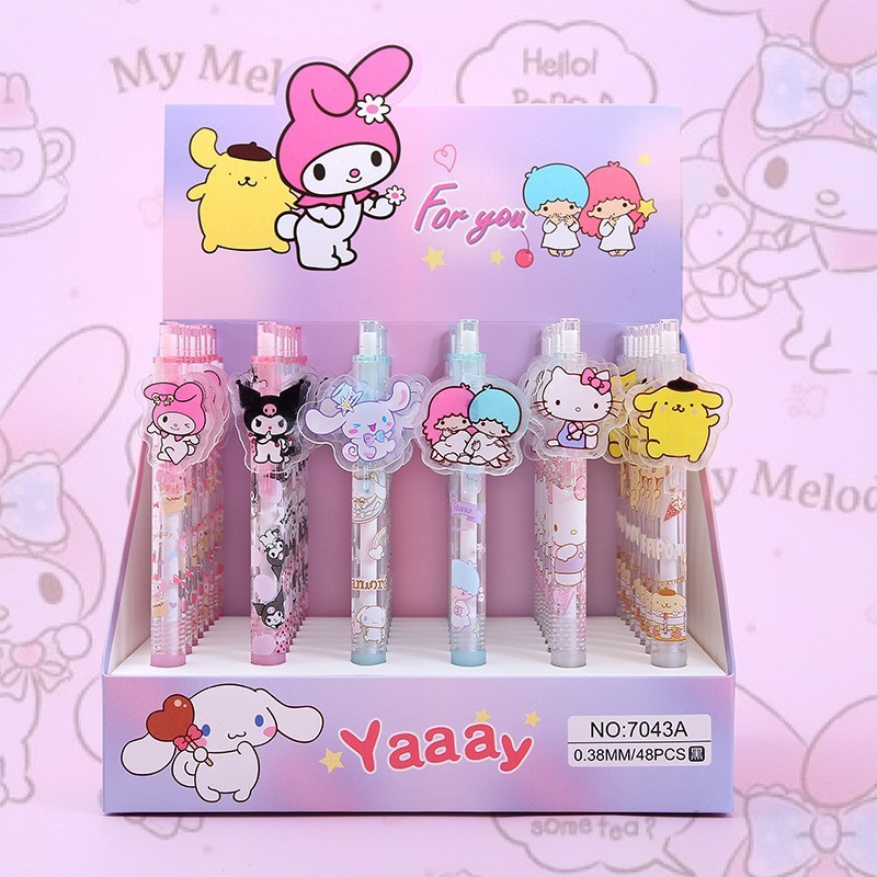 

(JOELHOUSE)PULPEN CETEK SANRIO/PRESS GEL PEN MOTIF WARNA HITAM SANRIO 0.38 MM CINNAMONROLL MELODY KUROMI
