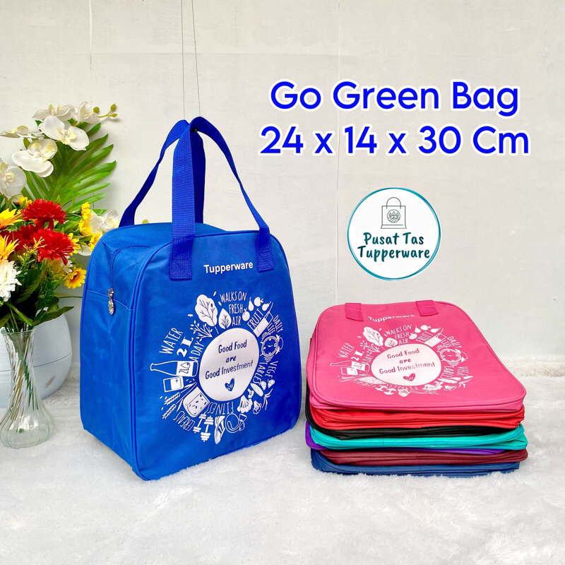 Tas Go Green Tupperware/Go Green Lunch Bag Tupperware (Zipper Bunga Es)