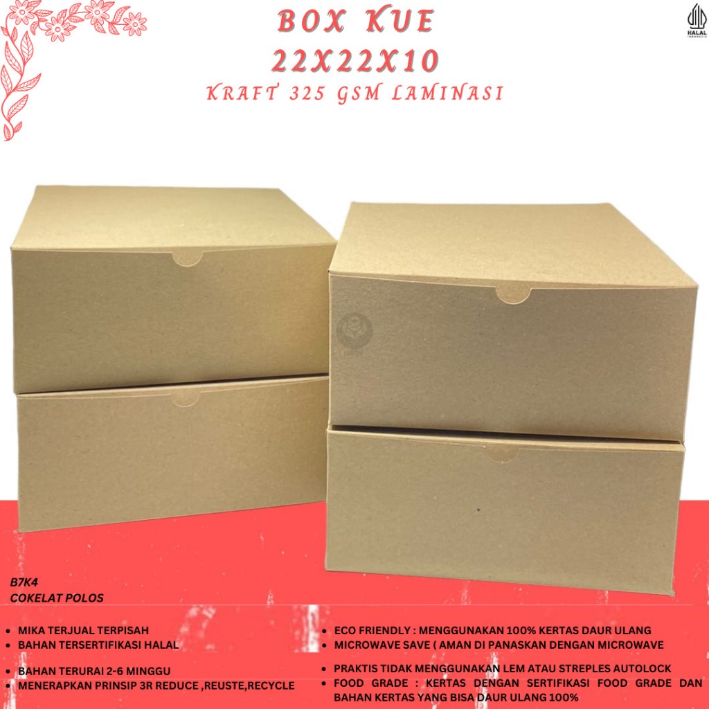 Dus Tumpeng 22x22 Kraft Laminasi 325 Gsm Dus Kue 22x22 (B.7K4)