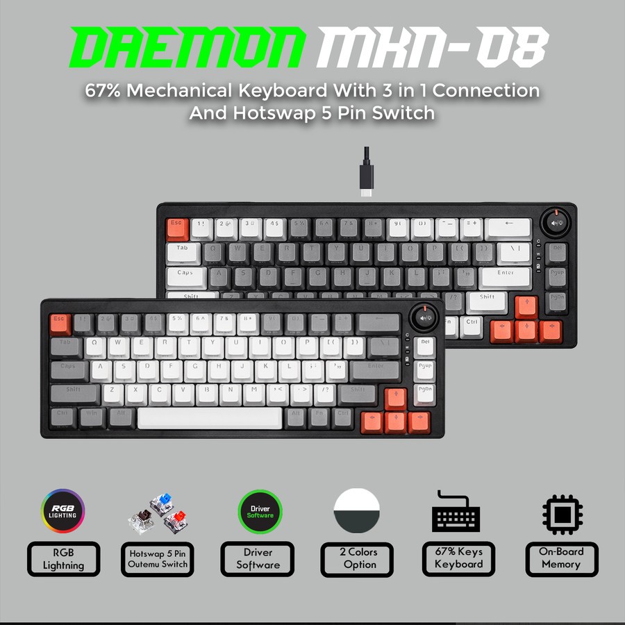 Keyboard Mechanical Hotswap Nyk Nemesis Daemon Mkn-08
