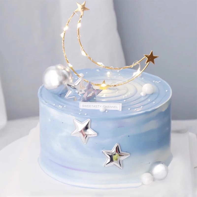 Topper Dekorasi Cake / Buket Design Besi Bulan Bintang / Topper Kawat Besi Bulan Berbintang