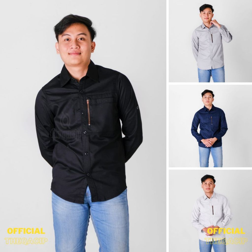 KEMEJA LAPANGAN KERJA KEMEJA PRIA ZIPPER PRIA JUMBO SIZE KEMEJA PRIA KERJA LAPANGAN