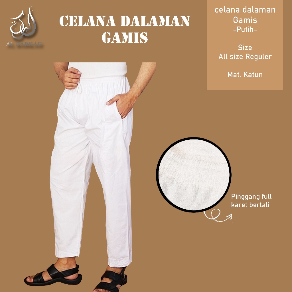 Celana Sirwal Putih Pria Dewasa Dalaman Jubah Gamis Pria Celana Sirwal Santai Perlengkapan Sholat Ha
