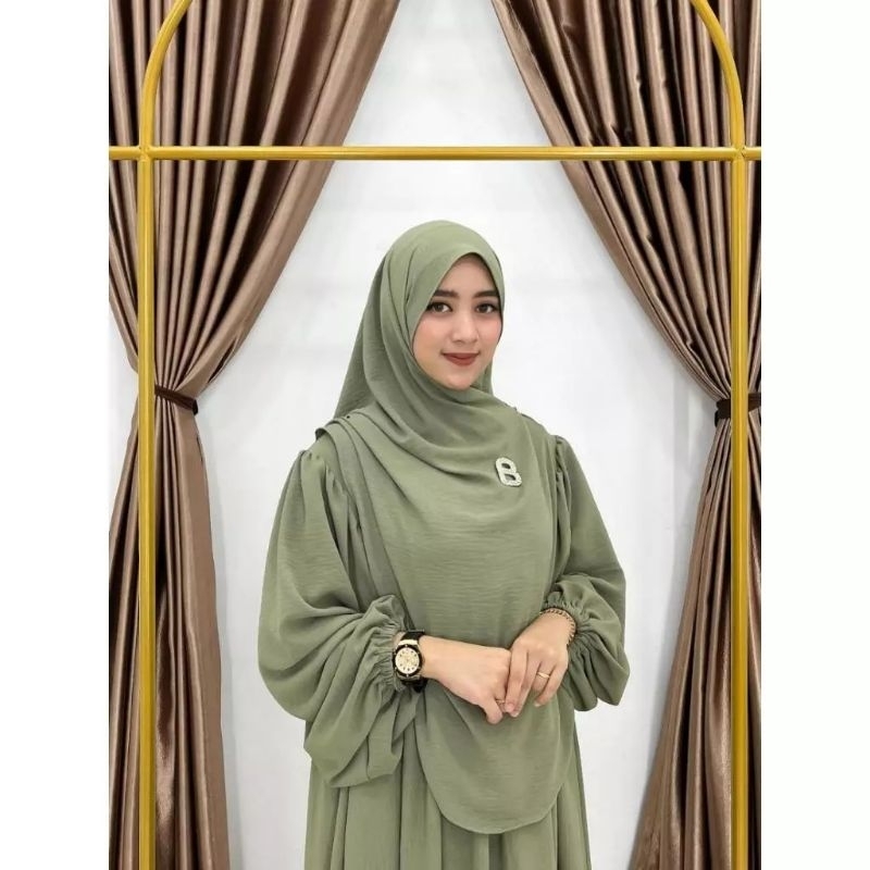 GAMIS CRINKLE SET HIJAB KEKINIAN VIRAL TERBARU-6