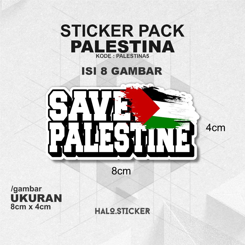 

Stiker SAVE PALESTINE ISI 8pcs Bendera Palestina Bahan Vinyl Anti Air Kode PALESTINA5