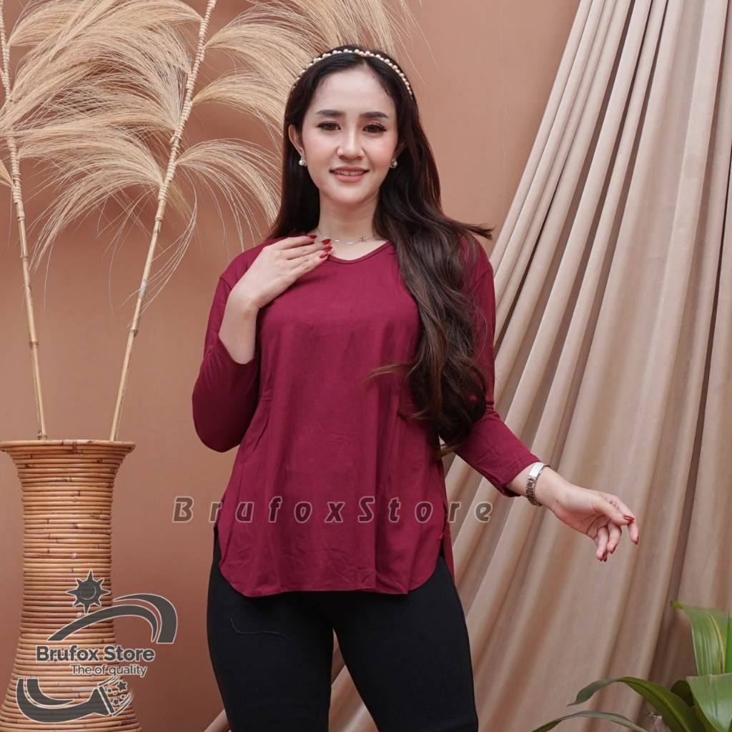 Brufox Store // Kaos oversize lengan 7/8 // Kaos jumbo lengan panjang // kaos oversize slit
