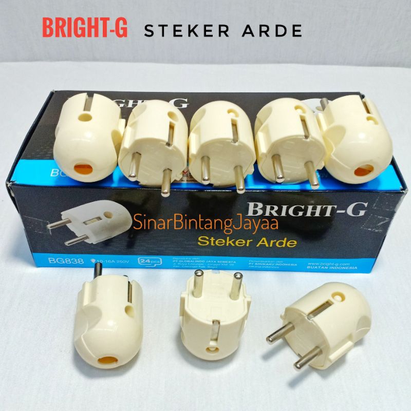 BRIGHT-G Steker Arde Colokan Listrik BG838 / Colokan Listrik Arde BRIGHT-G BG838