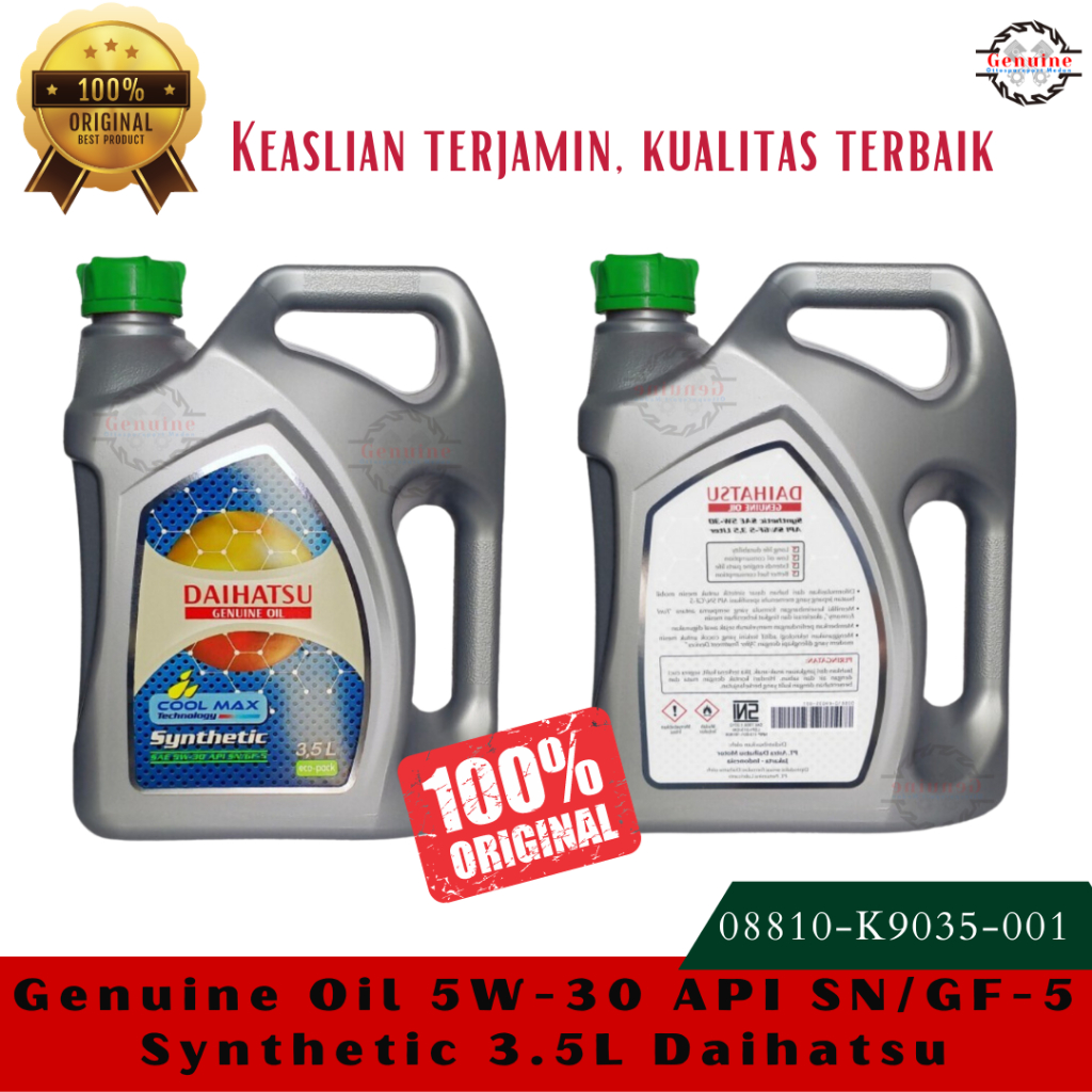 Genuine Oil 5W-30 API SN/GF-5 Synthetic 3.5L Daihatsu