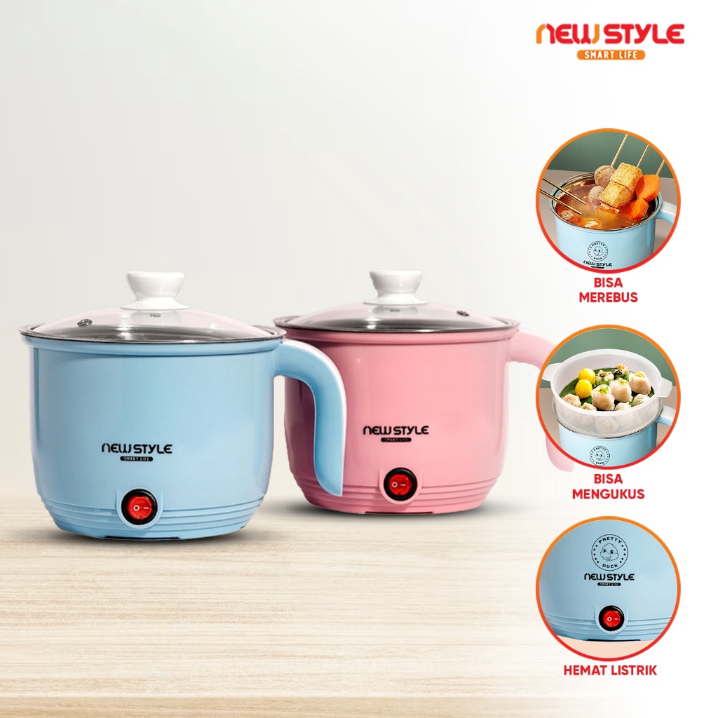 Discount Today Newstyle Panci Listrik Multifungsi Y05 Electric Cooker Panci Listrik Portable Frypan 