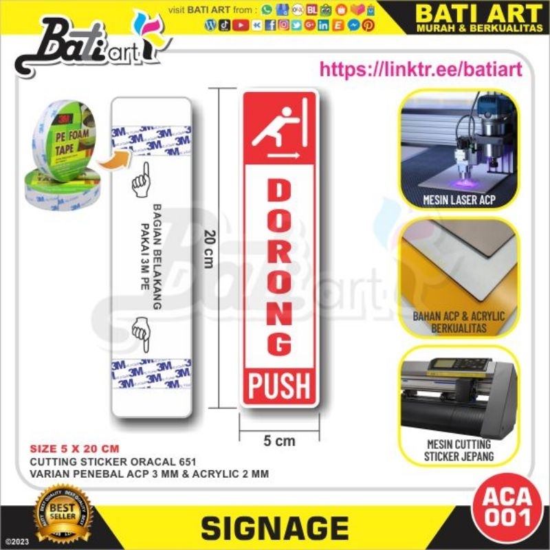 

Signage Plang ACP, Acrylic, Sticker Print Laser 20 x 5 cm, Siap Pakai