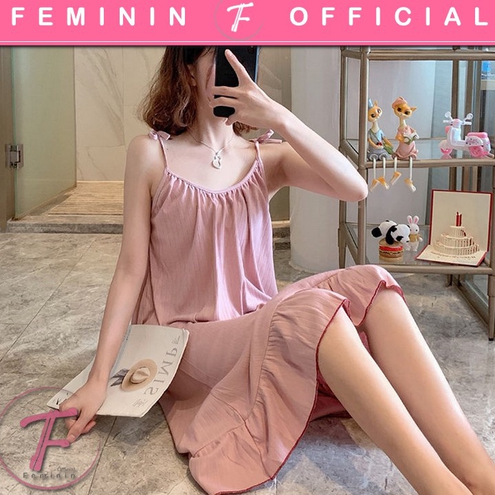 ready.. Feminin Daster Wanita Korea Daster Tali kecil Baju Tidur Wanita murah