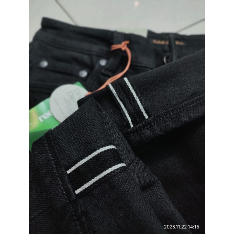NUDIE JEANS SKINNY LIN BLACK SALVADGE