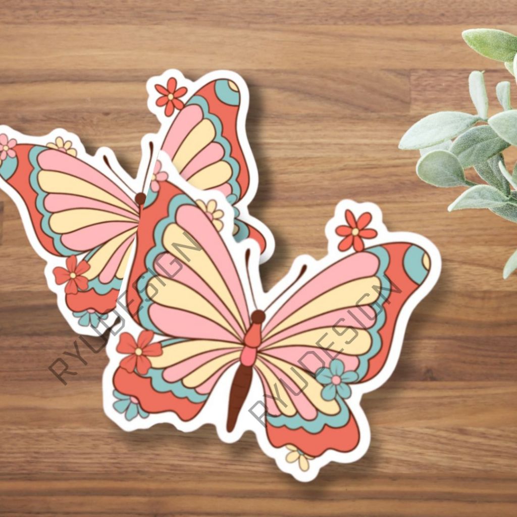 

Sticker Euphoria Butterfly Kupu Kupu Warna Pastel Terang Mobil Motor Case Hp