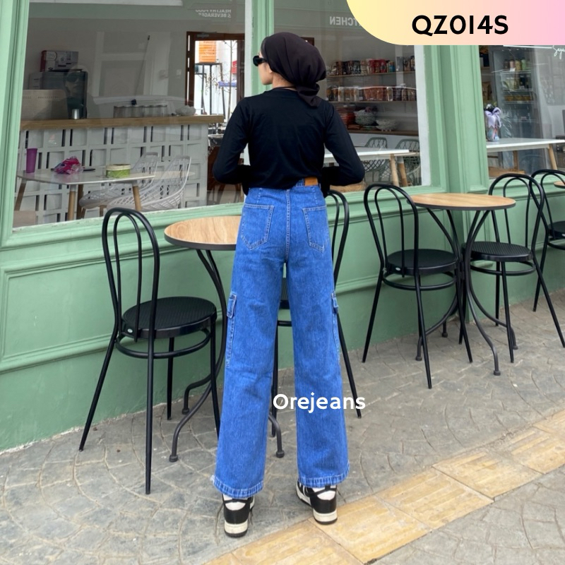 ORE - QZ014S Kulot Joger Cargo Pants Jeans Highwaist Serut Bawah Vintage Streetwear Korean Style