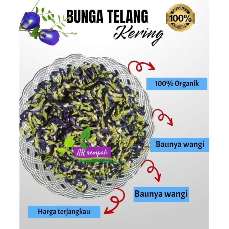 

Bunga Telang Kering Organik 100gram Grad A