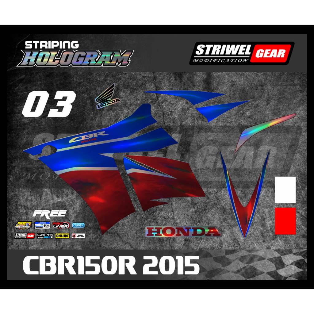 CBR150R K45 Stiker List Striping Variasi Motif Ori Honda CBR150R K45 2015/CBR Lokal K45