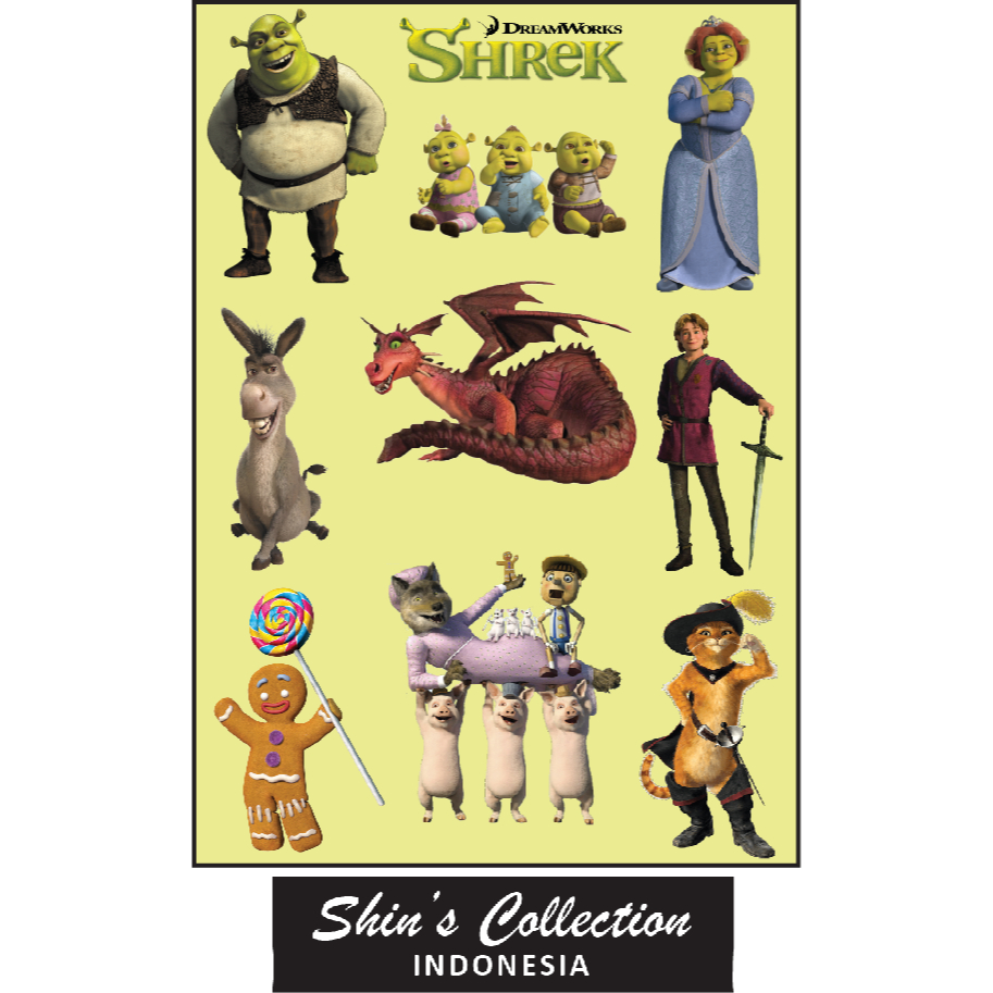 

Sticker stiker murah antiair transparan Shrek 1 pc