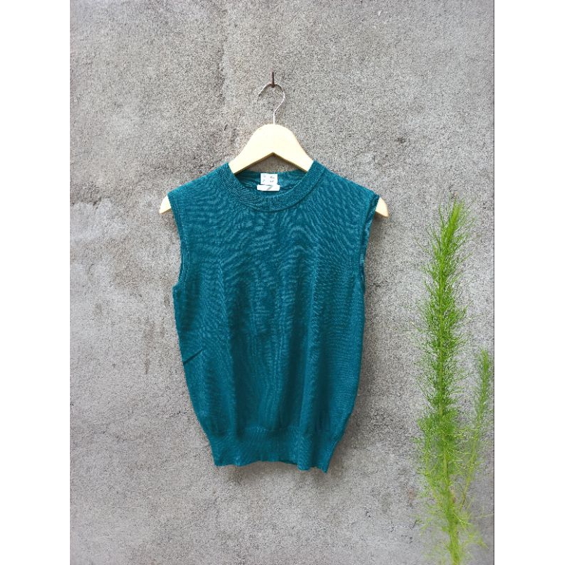 knit vest hijau botol