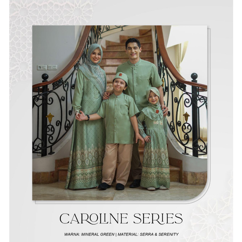 Sarimbit Keke Caroline Series - Mineral Green / Sarimbit Keluarga Terbaru 2024 / Baju Sarimbit Kelua