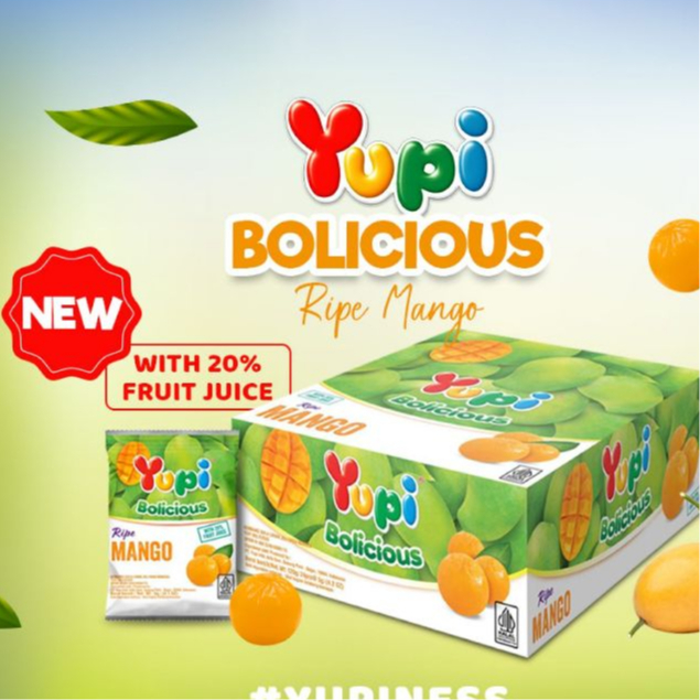 

YUPI BOLICIIOUS MANGGO 1BOX ISI 24PCS 120GR