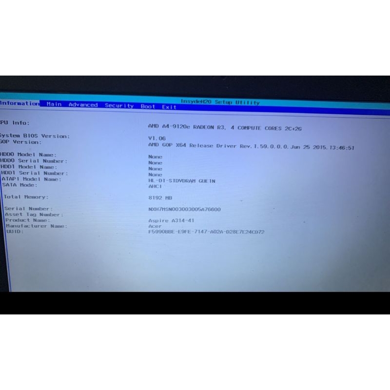 Motherboard Acer Aspire 3 A314-41 Amd A4 4GB onboard